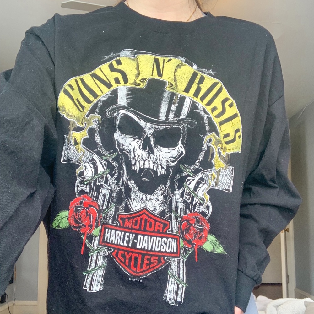 guns and roses harley davidson long sleeve t shirt